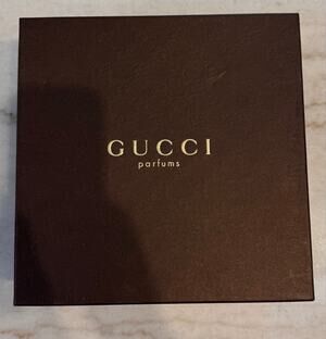 Vintage Gucci Parfums Brown Monogram Presentation Storage Box – 10” Square